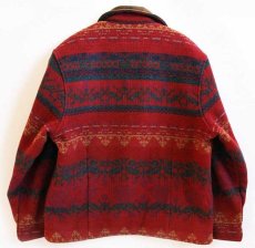 画像2: 90s USA製 Woolrichウールリッチ フローラル柄 ウール ラグジャケット L (2)