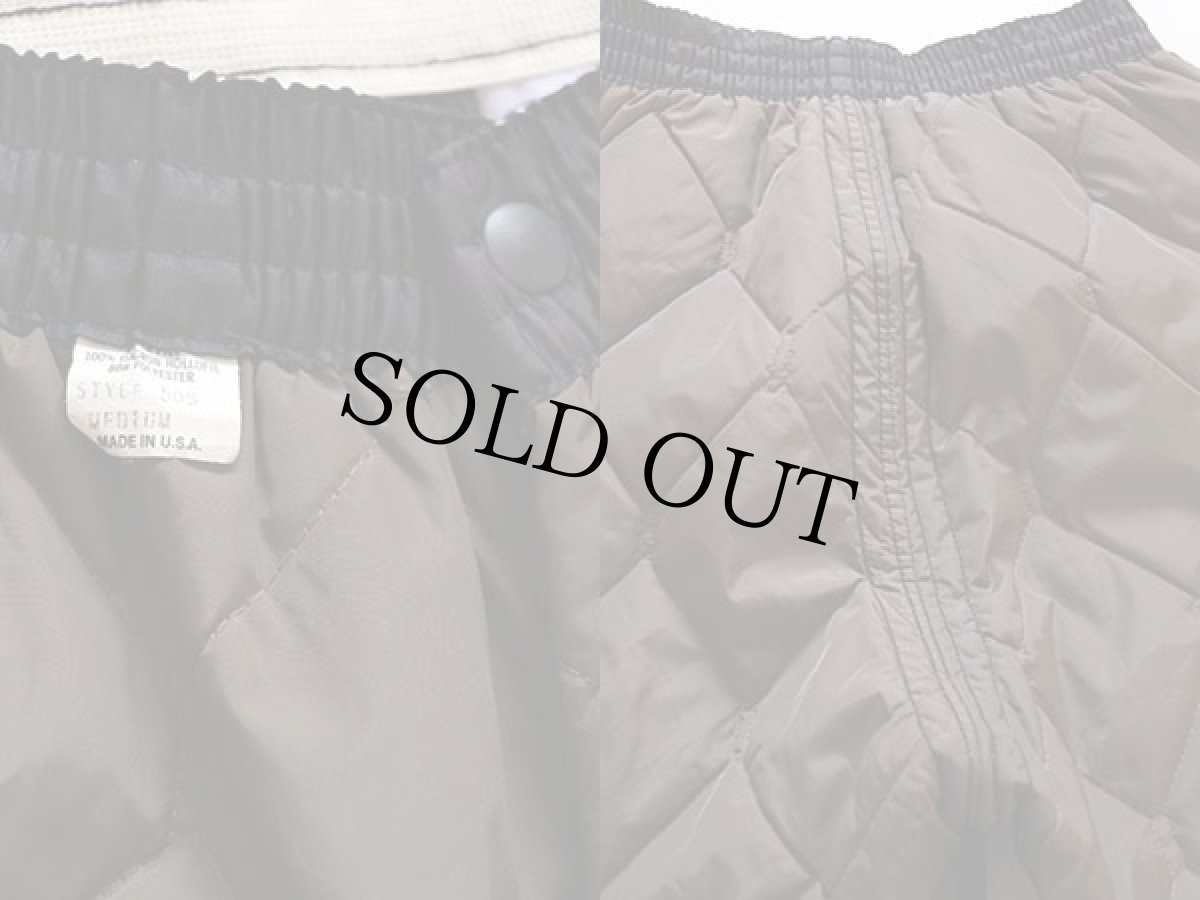 画像3: 80s USA製 UNKNOWN ナイロン キルティング ライナーパンツ 茶 M (3)