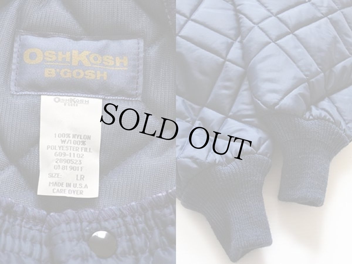 画像3: デッドストック★80s USA製 OSHKOSH B'GOSH ナイロン キルティング ライナーパンツ 紺 L/R (3)