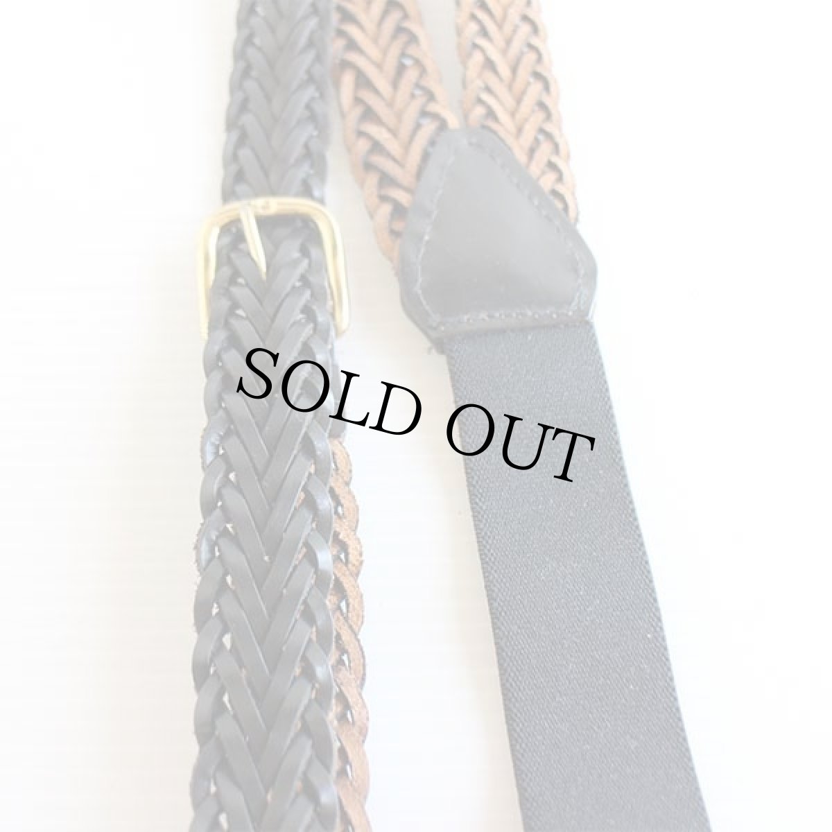 画像4: UNKNOWN ボタンタブ式 編み込みレザー サスペンダー 黒★1066 (4)