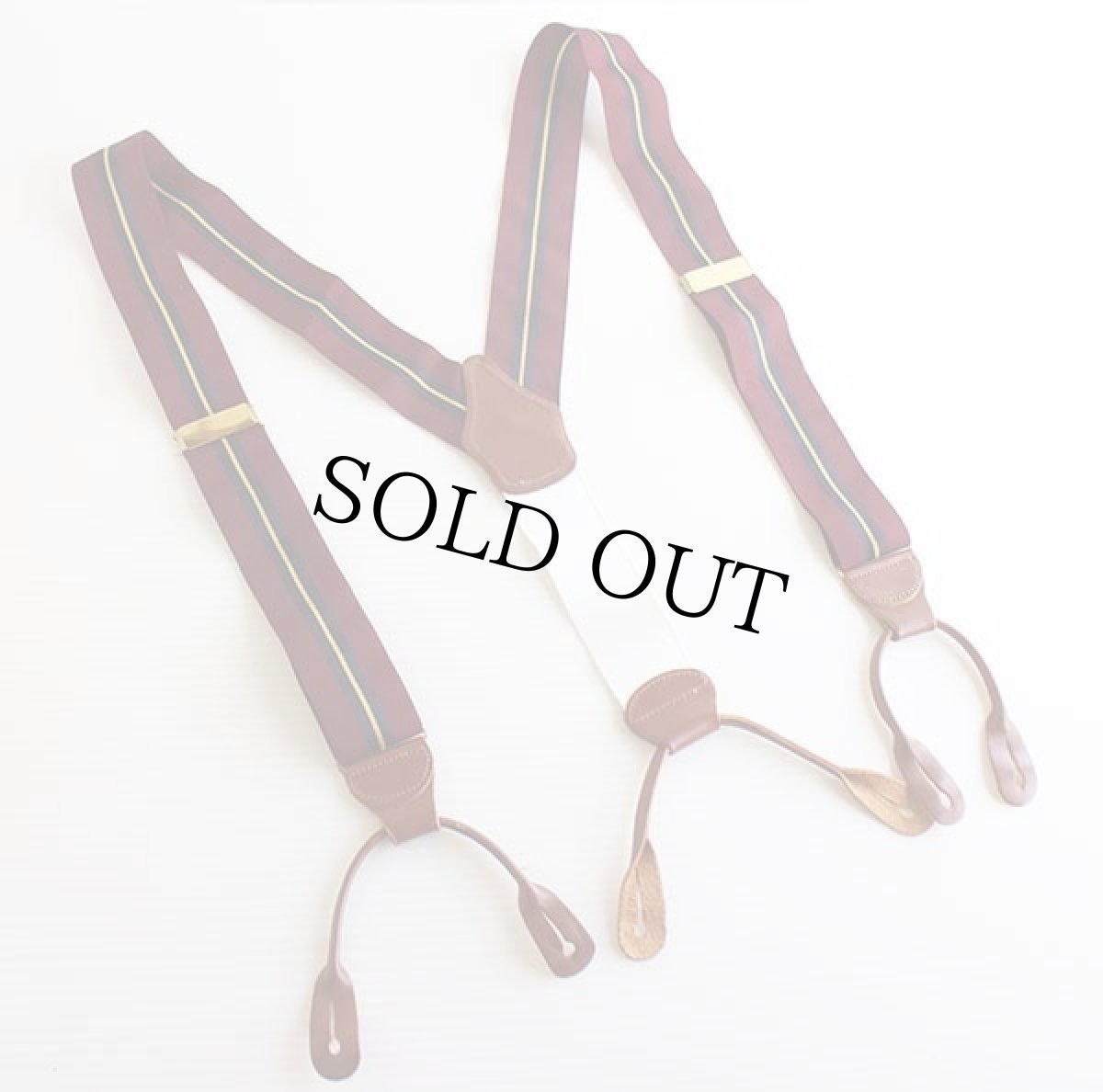 画像2: 英国製 DOONEY&BOURKE ライン入り ボタンタブ式 サスペンダー バーガンディ★1062 (2)