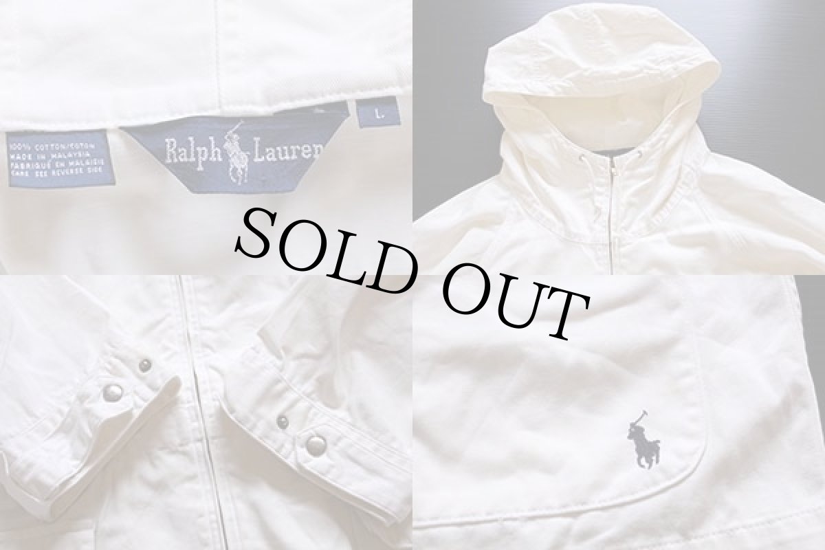 画像3: 90s ラルフローレン コットンパーカー 白 L★モッズコート (3)