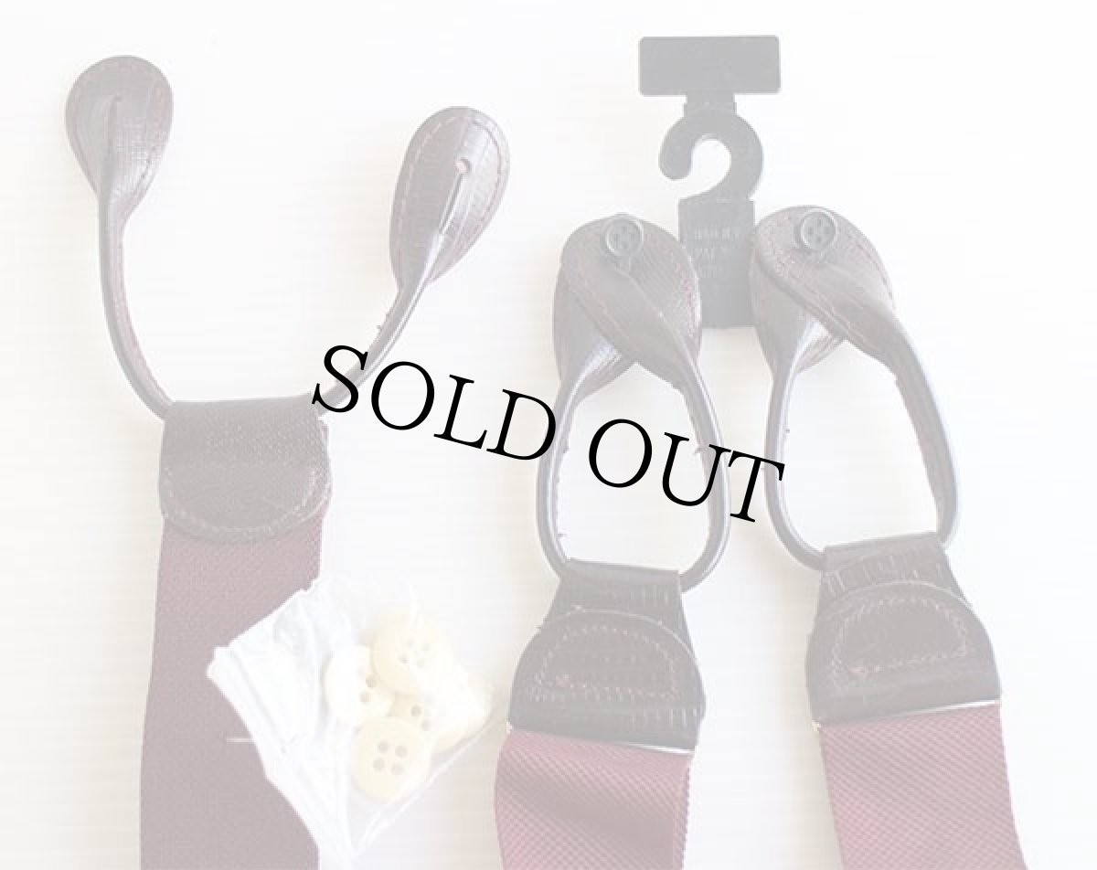 画像3: デッドストック★英国製 無地 ボタンタブ式 サスペンダー バーガンディ★1060 (3)