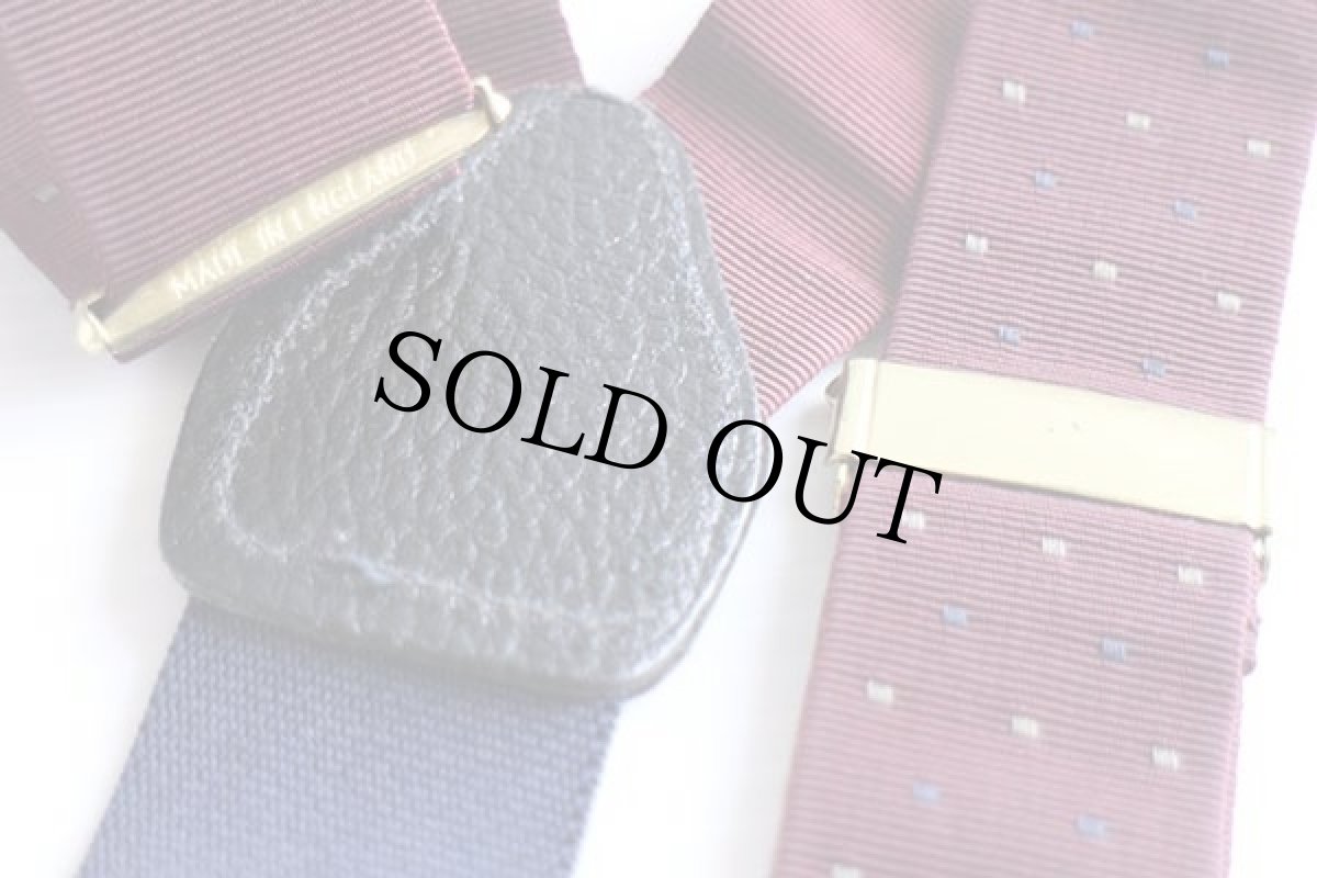 画像3: 英国製 織り柄 ボタンタブ式 サスペンダー バーガンディ×紺★1072 (3)