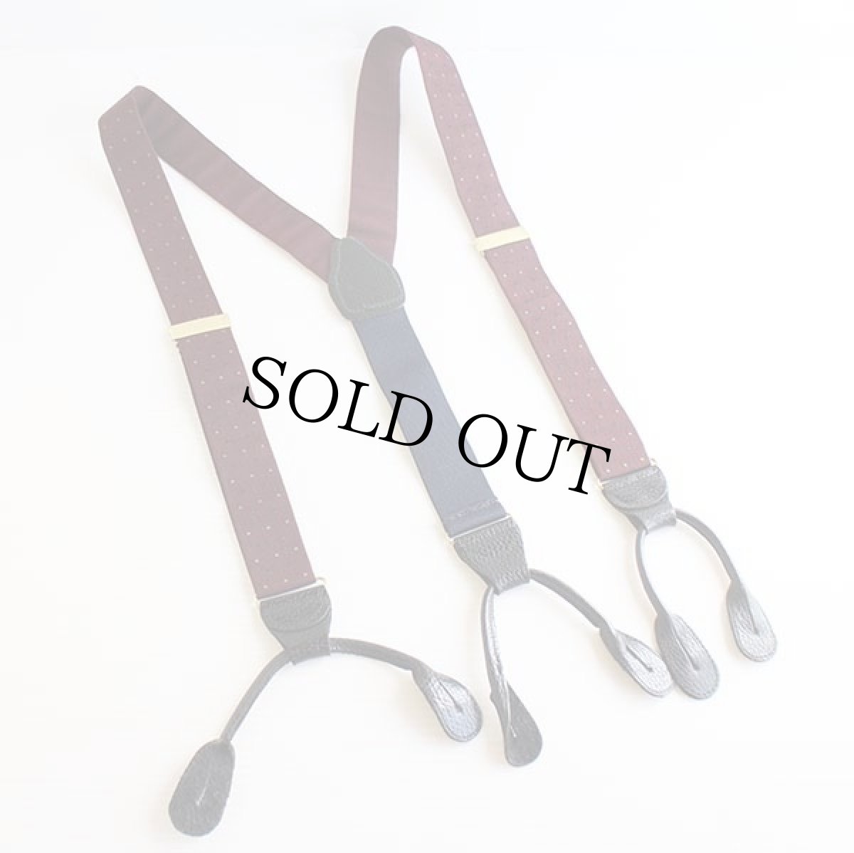 画像2: 英国製 織り柄 ボタンタブ式 サスペンダー バーガンディ×紺★1072 (2)