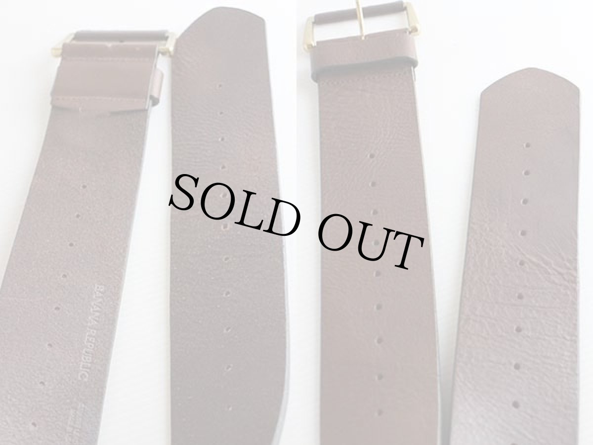 画像3: USA製 BANANA REPUBLICバナナリパブリック ワイド レザーベルト 焦げ茶 S★1144 (3)