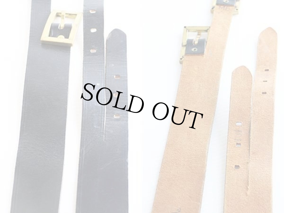 画像3: ビンテージ ハンドメイド ダブルバックル ワイド レザーベルト 黒 30★1141 (3)