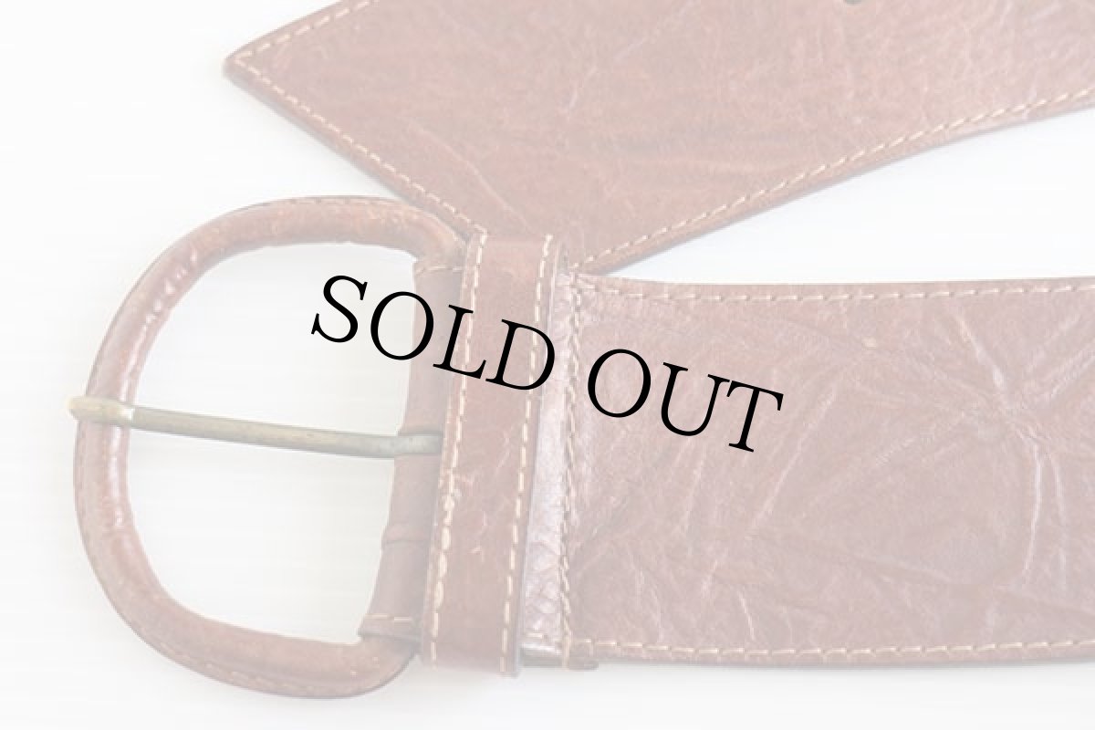 画像2: イタリア製 BANANA REPUBLICバナナリパブリック デザイン レザーベルト 茶 34/85★1143 (2)