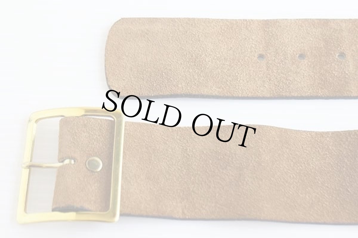 画像2: UNKNOWN カウハイド スエード レザーベルト 茶 L (2)