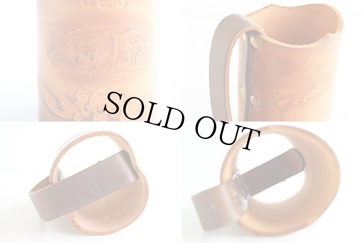 画像6: デッドストック★ハンドクラフト クマ カービングレザー カップホルダー (6)