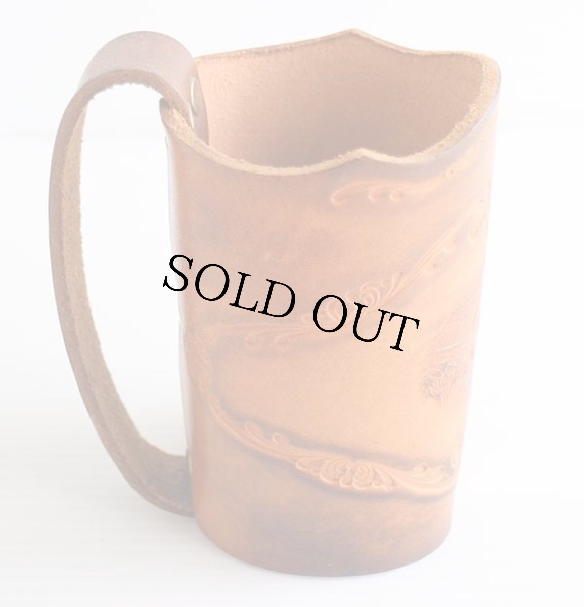 画像4: デッドストック★ハンドクラフト クマ カービングレザー カップホルダー (4)