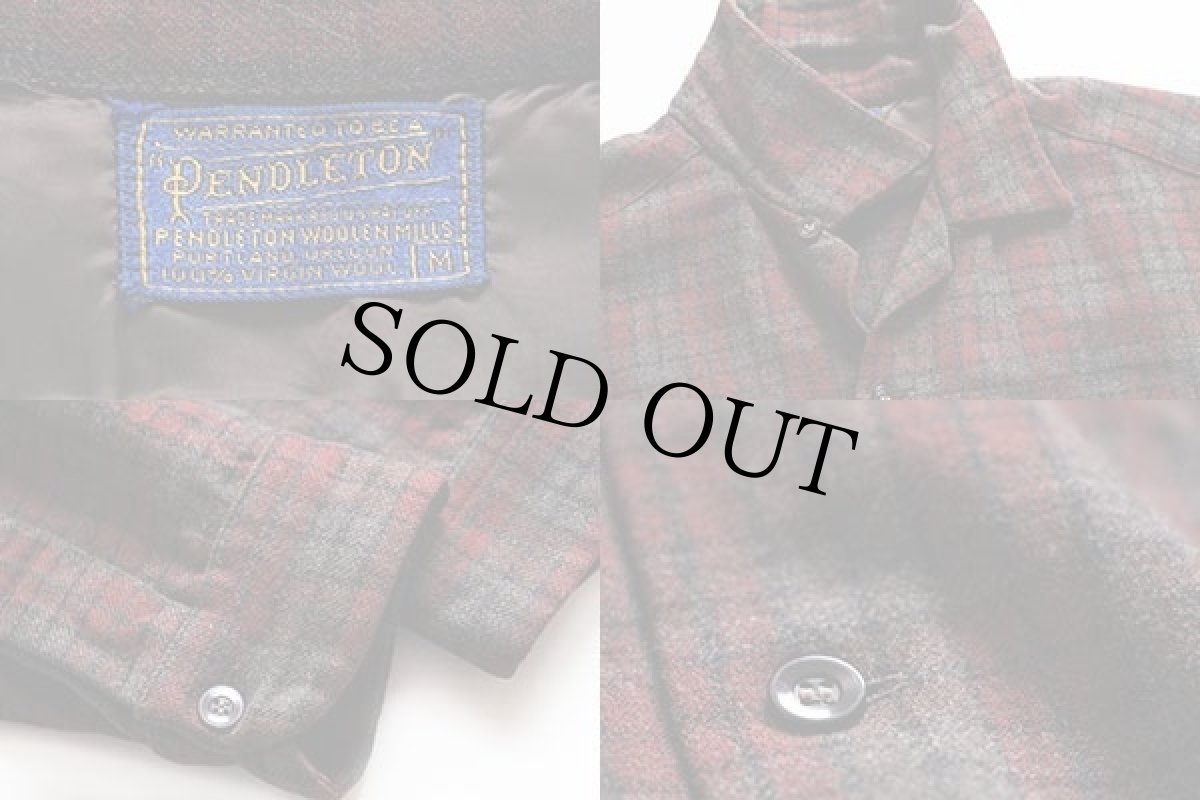 画像3: 50s PENDLETONペンドルトン チェック ウール オープンカラーシャツ M (3)