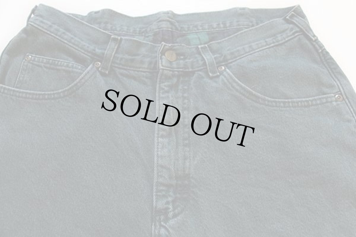 画像2: 90s USA製 L.L.Bean タータンチェック コットンライナー カラーデニムパンツ モスグリーン w34 L32★Leeリー (2)