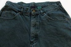 画像2: 90s USA製 L.L.Bean タータンチェック コットンライナー カラーデニムパンツ モスグリーン w34 L32★Leeリー (2)