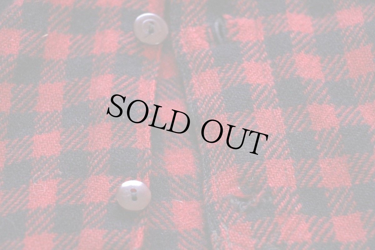 画像7: 40s REE-PAY チェック チンスト&マチ付き ウールシャツ 赤×黒 (7)