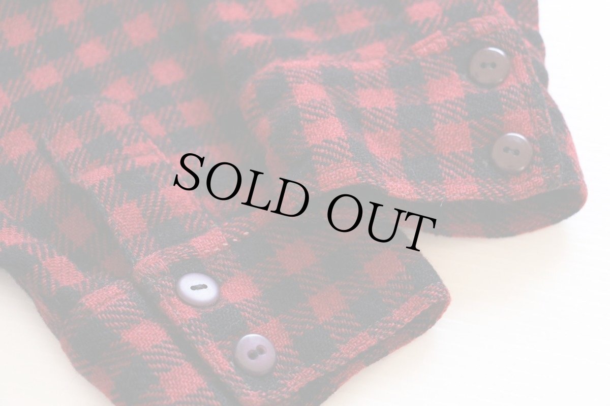 画像8: 40s REE-PAY チェック チンスト&マチ付き ウールシャツ 赤×黒 (8)