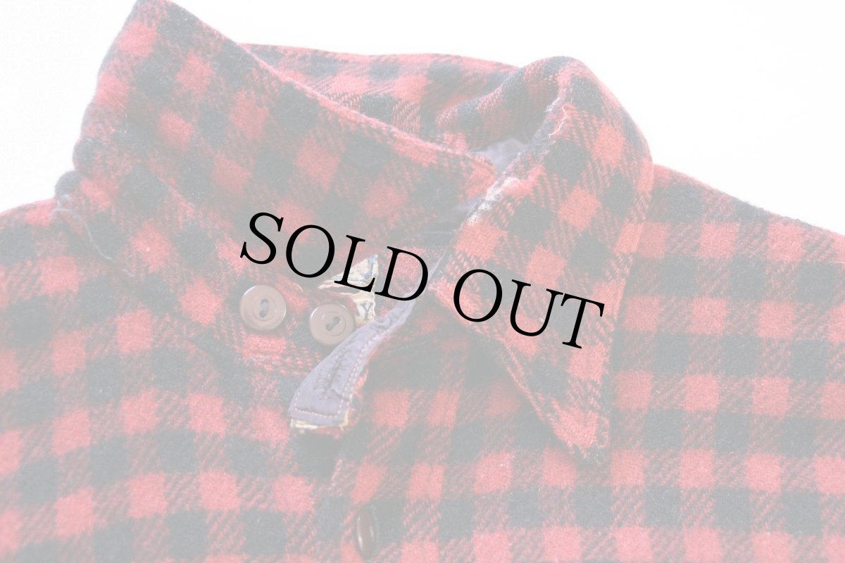 画像3: 40s REE-PAY チェック チンスト&マチ付き ウールシャツ 赤×黒 (3)