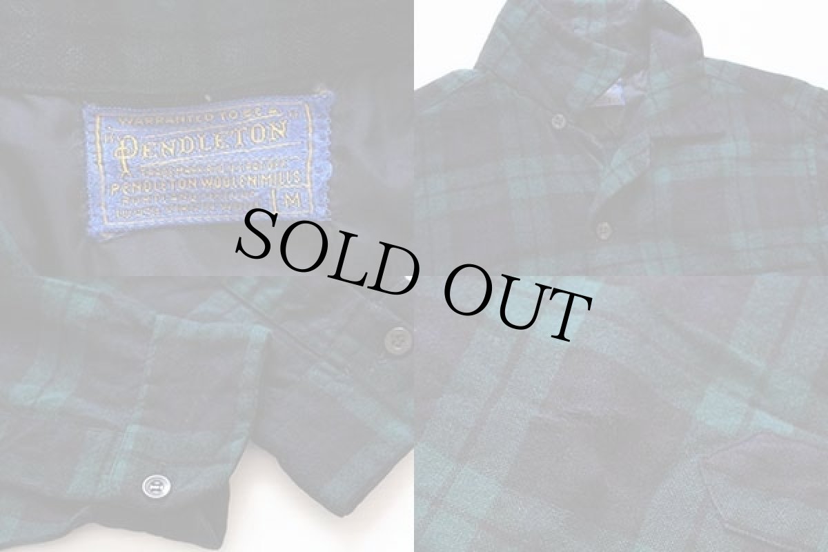 画像3: 50s PENDLETONペンドルトン ブラックウォッチ タータンチェック オープンカラー ウールシャツ M (3)