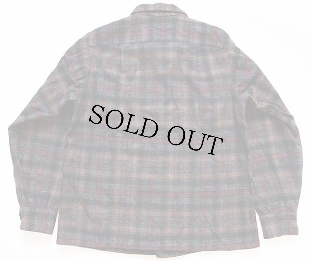 画像2: 50s PENDLETONペンドルトン チェック ウール オープンカラーシャツ M (2)