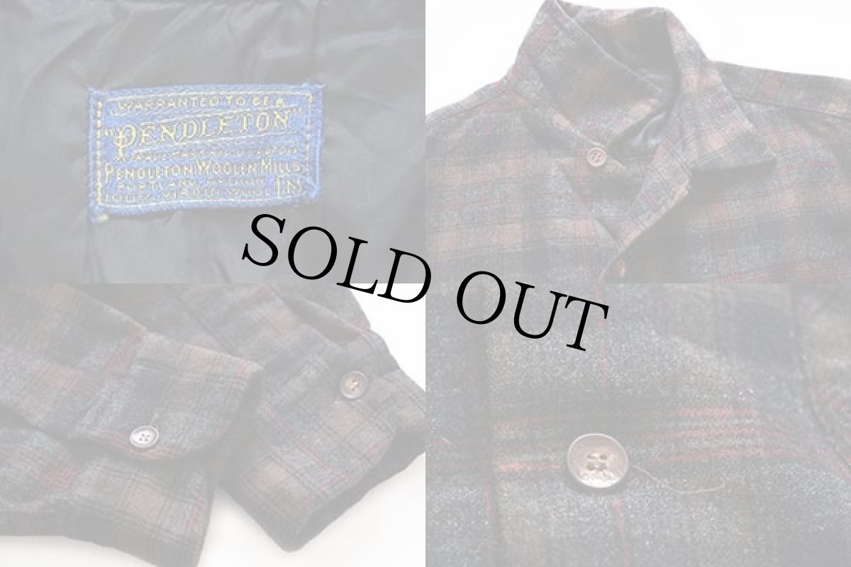 画像3: 50s PENDLETONペンドルトン チェック ウール オープンカラーシャツ M (3)