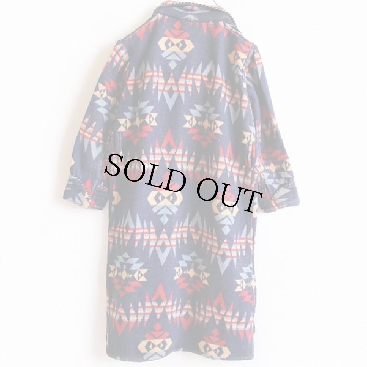 画像2: 40s Beaconビーコン ネイティブ柄 ショールカラー ブランケット ガウン (2)