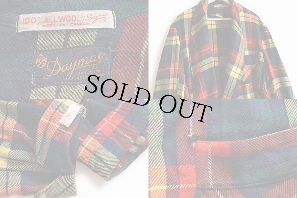 画像3: 50s カナダ製 Daymac タータンチェック ウールガウン (3)