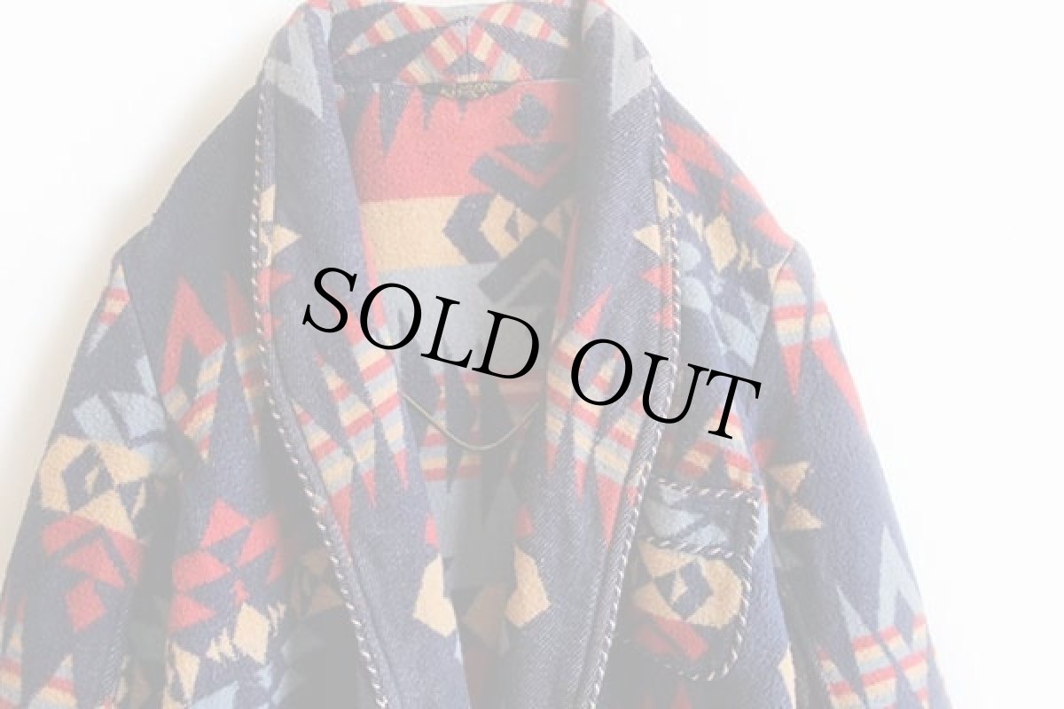 画像3: 40s Beaconビーコン ネイティブ柄 ショールカラー ブランケット ガウン (3)