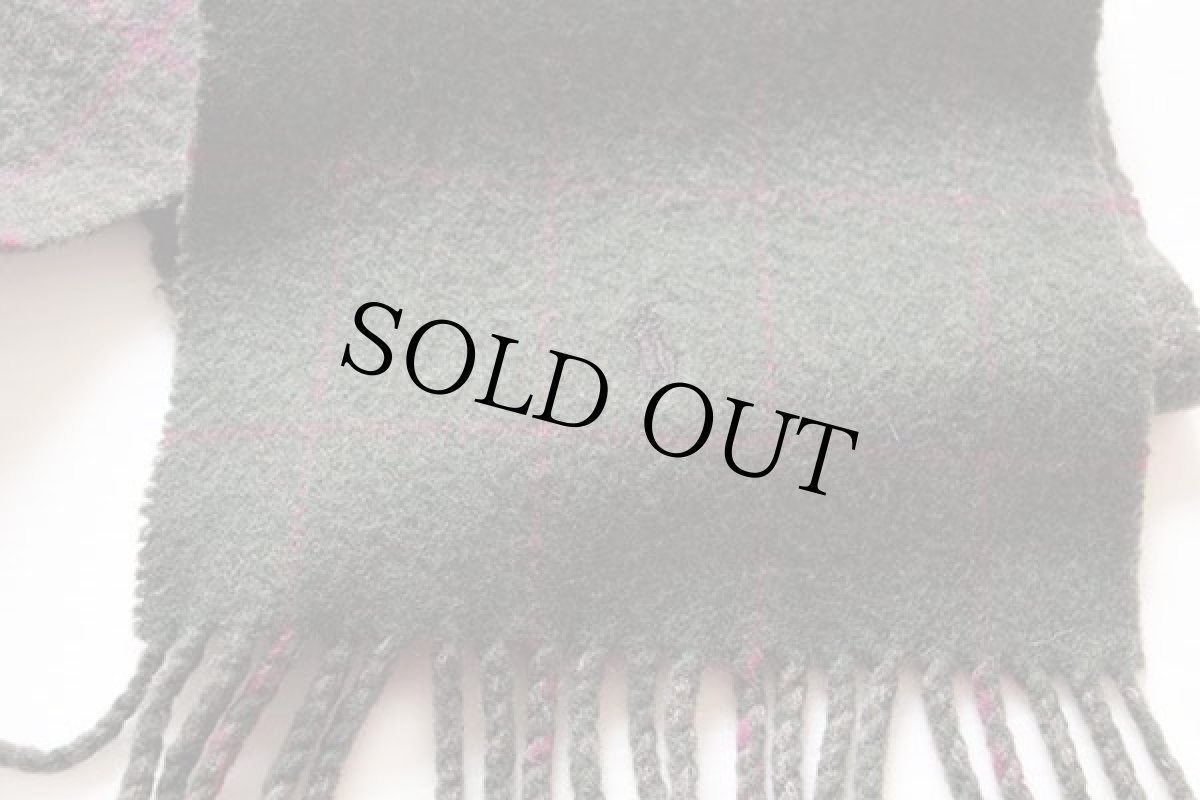 画像2: イタリア製 ポロ ラルフローレン チェック ウール マフラー (2)