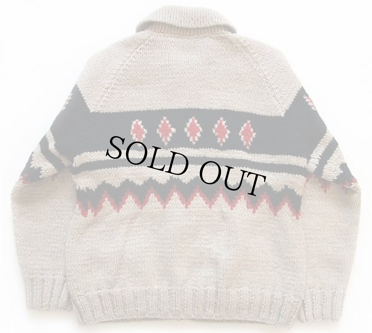 画像2: 60s ダイヤ柄  ウール カウチンセーター (2)