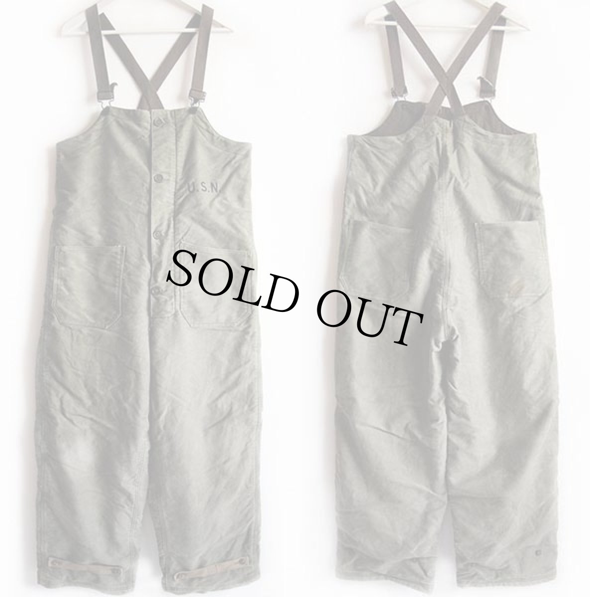 画像2: 40s 米軍 U.S.NAVY N-1 デッキパンツ オリーブドラブ S★オーバーオール (2)