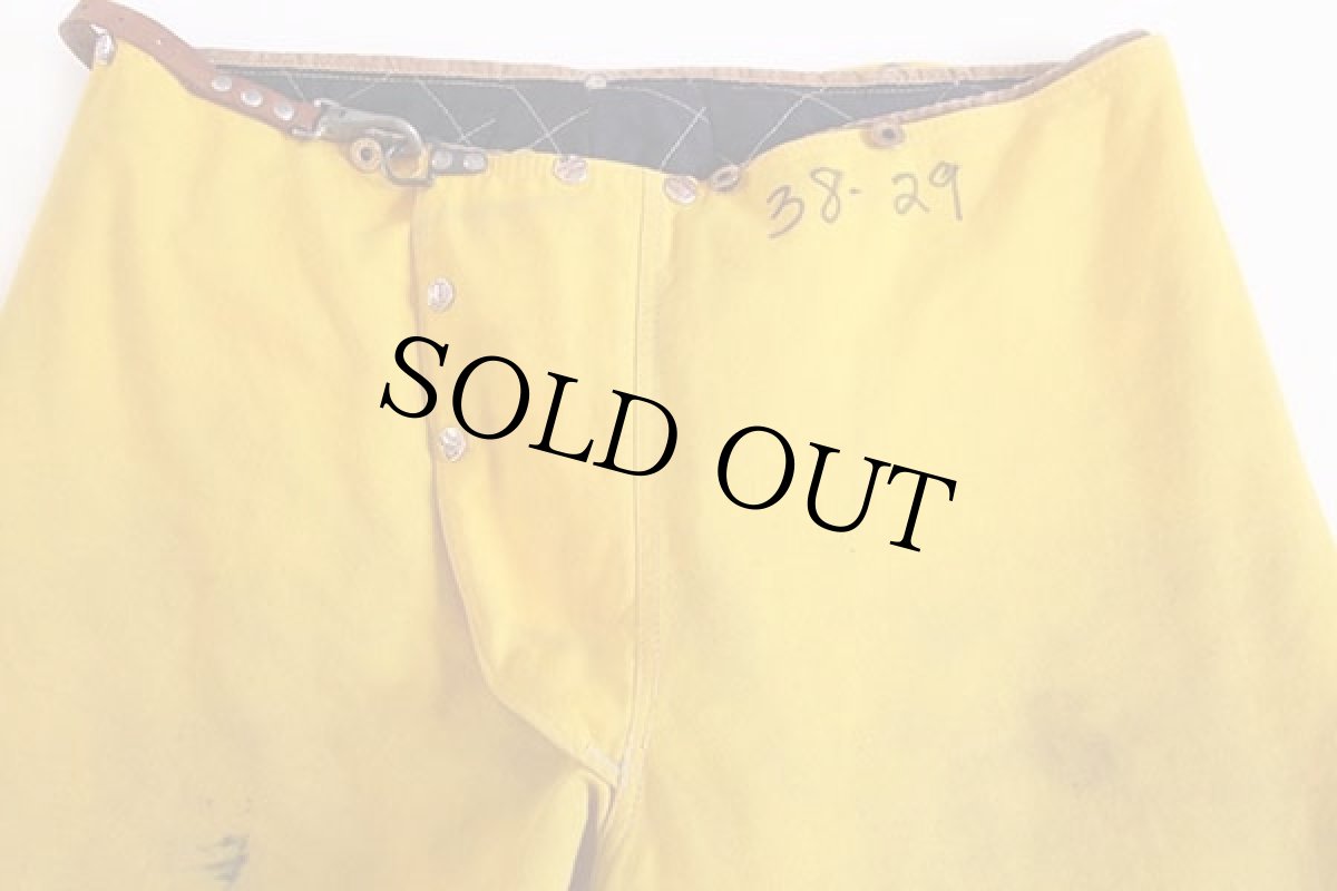 画像2: 80s USA製 BODY GUARD キルティングライナー付き ファイヤーマンパンツ 黄 (2)