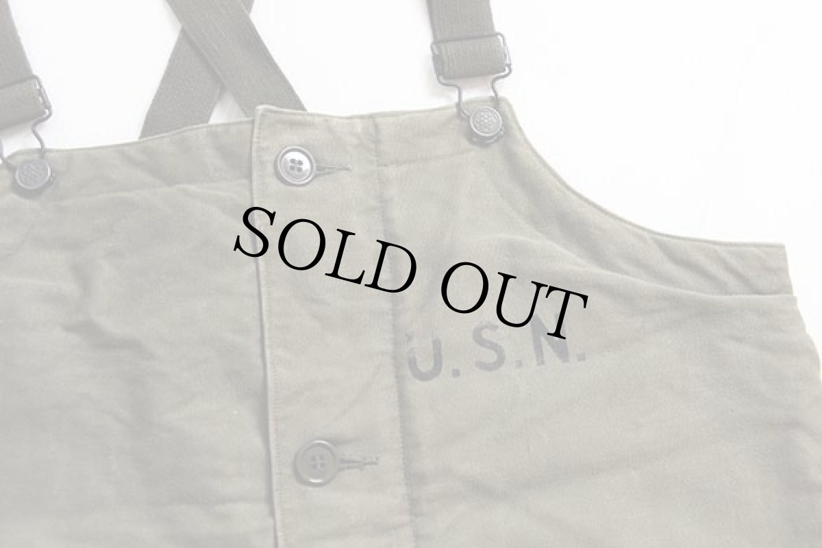 画像3: 40s 米軍 U.S.NAVY N-1 デッキパンツ オリーブドラブ M★オーバーオール (3)