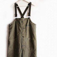 画像1: 40s 米軍 U.S.NAVY N-1 デッキパンツ オリーブドラブ M★オーバーオール (1)