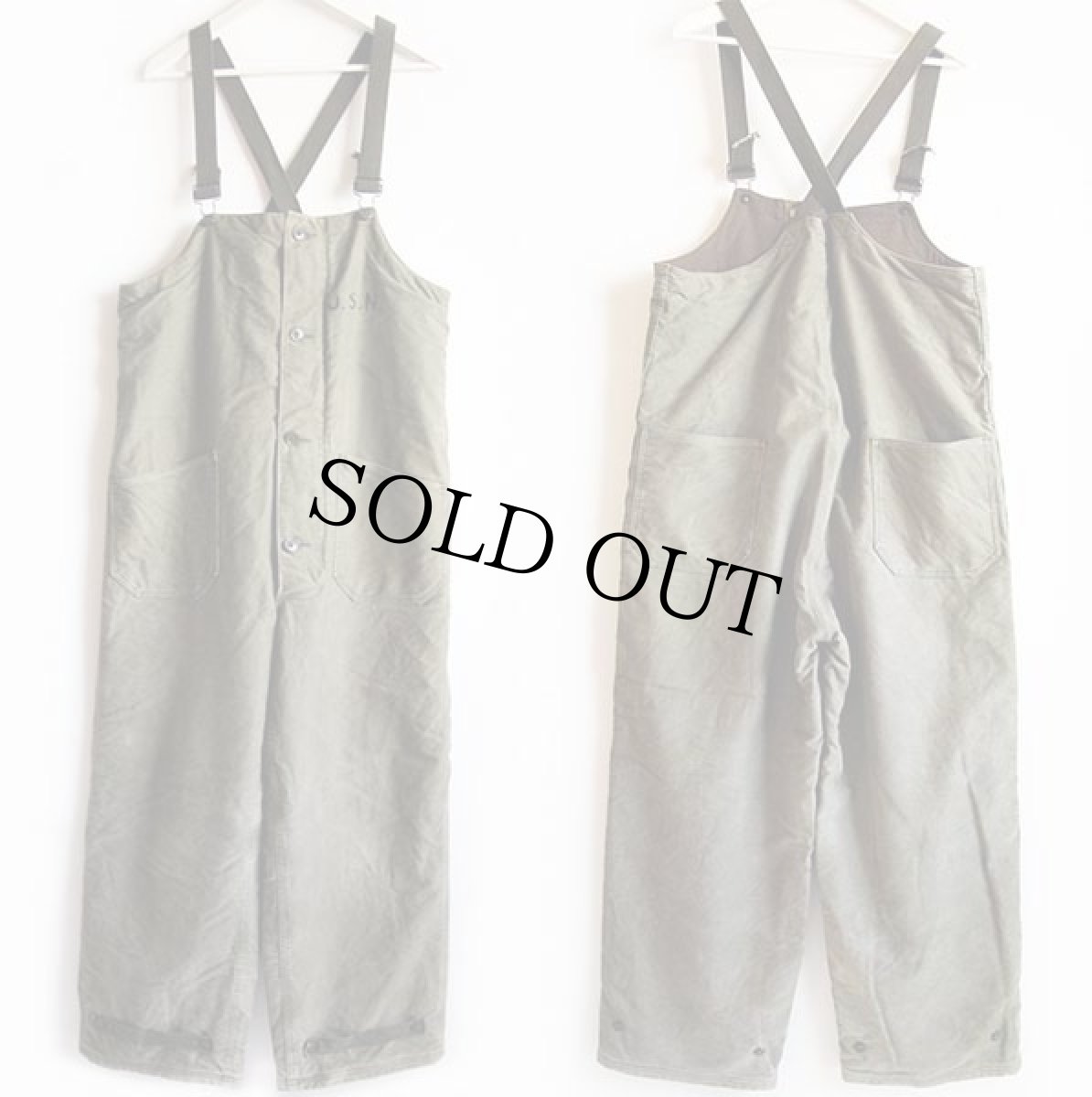 画像2: 40s 米軍 U.S.NAVY N-1 デッキパンツ オリーブドラブ M★オーバーオール (2)