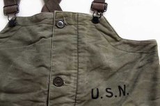 画像3: 40s 米軍 U.S.NAVY N-1 デッキパンツ オリーブドラブ S★オーバーオール (3)