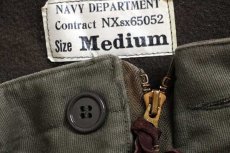 画像4: 40s 米軍 U.S.NAVY N-1 デッキパンツ オリーブドラブ M★オーバーオール (4)
