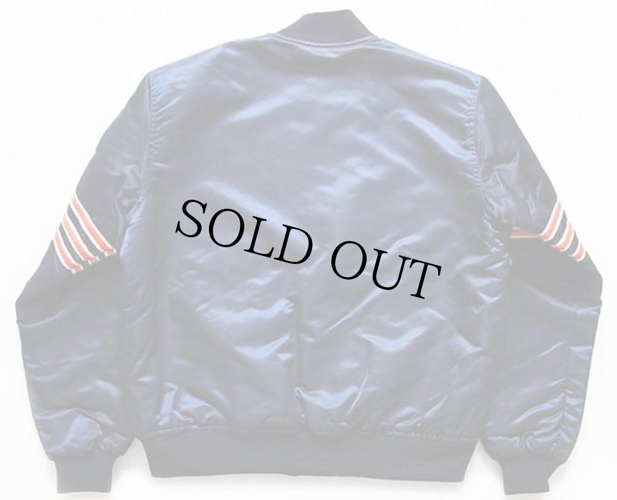 画像2: 90s USA製 STARTERスターター NFL CHICAGO BEARS ナイロンスタジャン 紺 L (2)