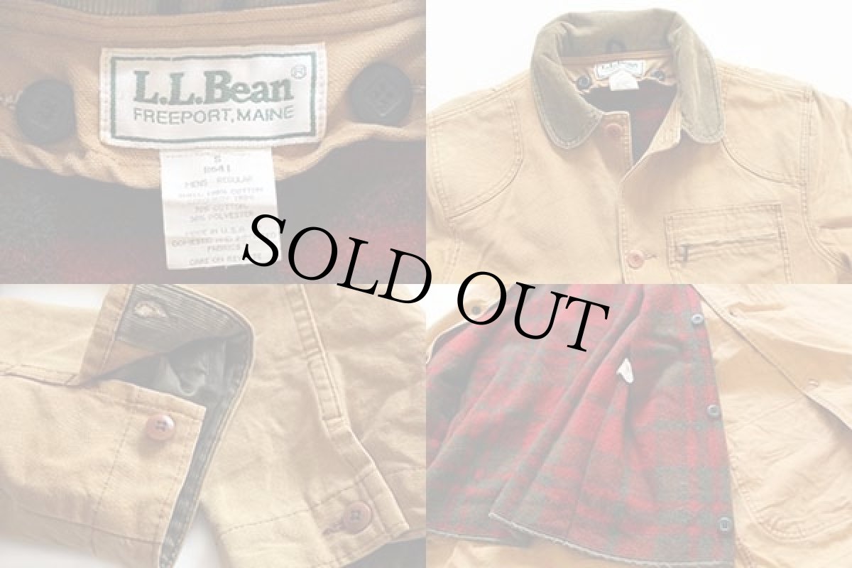画像3: 90s USA製 L.L.Bean ウールライナー ダック地 フィールドコート 茶 S★ジャケット (3)