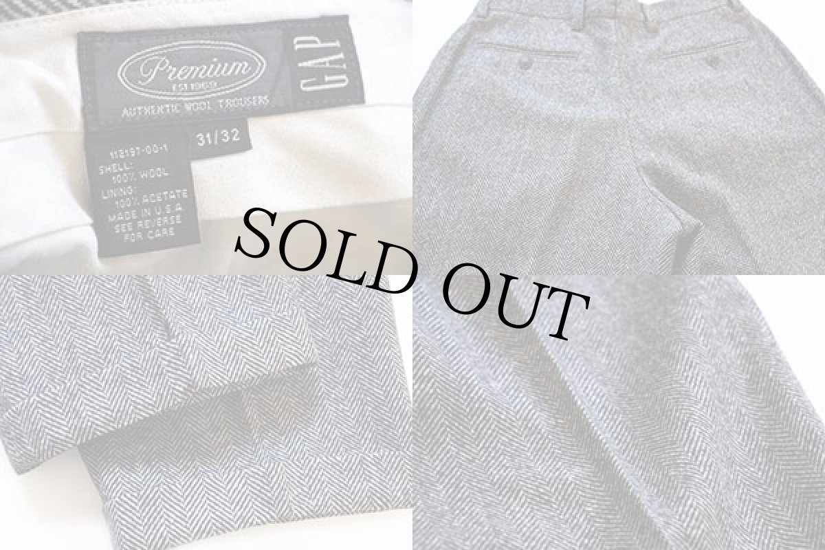 画像3: 90s USA製 GAPギャップ ツータック スラックス ツイード ウールパンツ w32 (3)