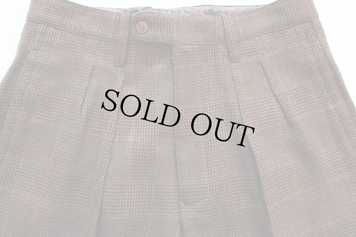 画像2: イタリア製 ungaroウンガロ チェック ツータック スラックス ツイード ウールパンツ w32 (2)