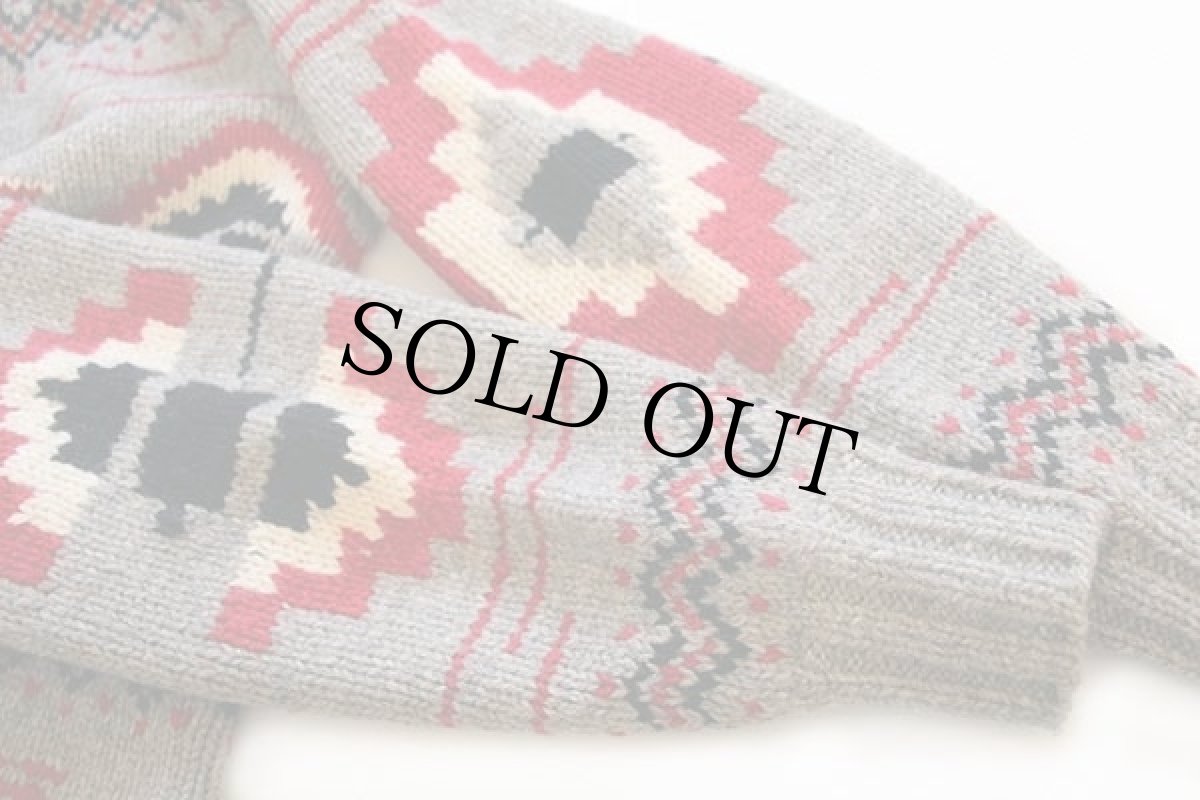 画像6: 90s ポロ ラルフローレン ネイティブ柄 ショールカラー ウール ハンドニット セーター (6)