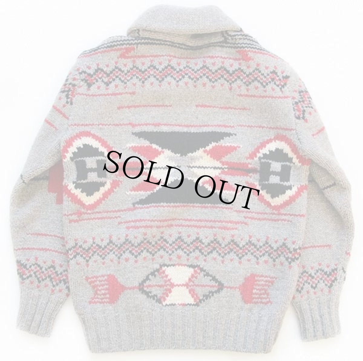 画像2: 90s ポロ ラルフローレン ネイティブ柄 ショールカラー ウール ハンドニット セーター (2)