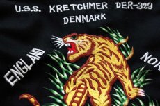 画像6: 70s U.S.NAVY U.S.S. KRETCHMER DER-329 タイガー刺繍 ウール スーベニア ツアージャケット 黒 (6)