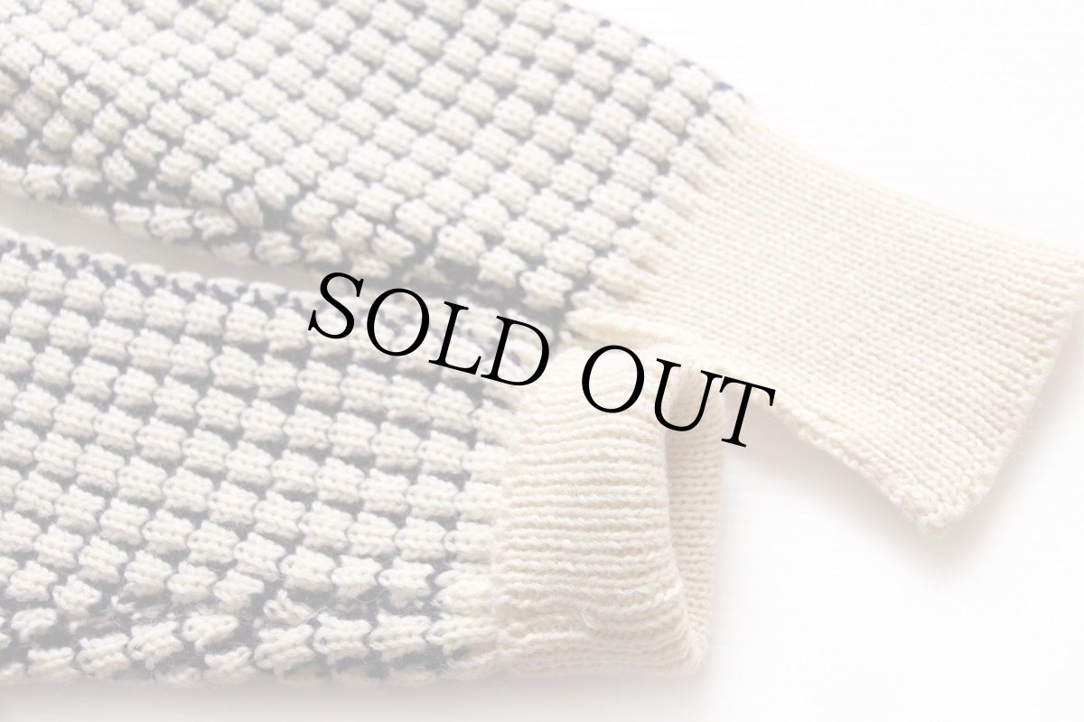 画像5: 英国製 STEVENAGE KNITTING ウール ポップコーンニット セーター ナチュラル×紺 L (5)