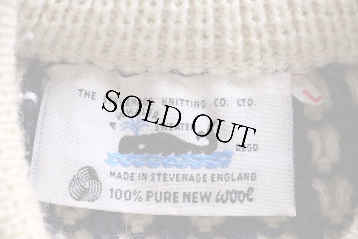 画像4: 英国製 STEVENAGE KNITTING ウール ポップコーンニット セーター ナチュラル×紺 L (4)