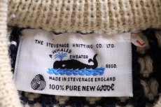 画像4: 英国製 STEVENAGE KNITTING ウール ポップコーンニット セーター ナチュラル×紺 L (4)