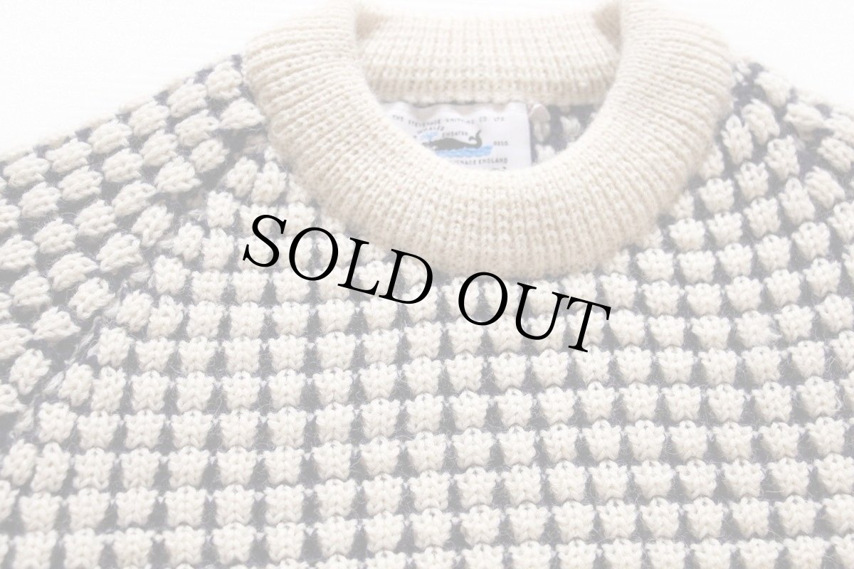 画像3: 英国製 STEVENAGE KNITTING ウール ポップコーンニット セーター ナチュラル×紺 L (3)