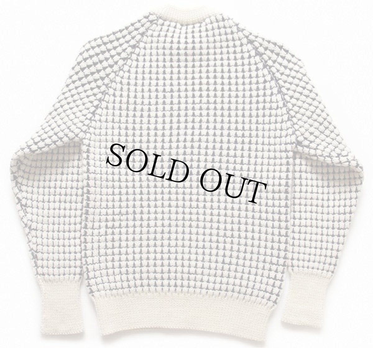 画像2: 英国製 STEVENAGE KNITTING ウール ポップコーンニット セーター ナチュラル×紺 L (2)