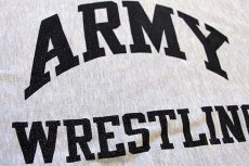 画像2: 90s USA製 Championチャンピオン ARMY WRESTLING 染み込みプリント リバースウィーブ スウェット 杢グレー XL (2)