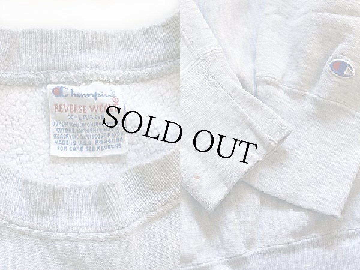 画像3: 90s USA製 Championチャンピオン ARMY WRESTLING 染み込みプリント リバースウィーブ スウェット 杢グレー XL (3)